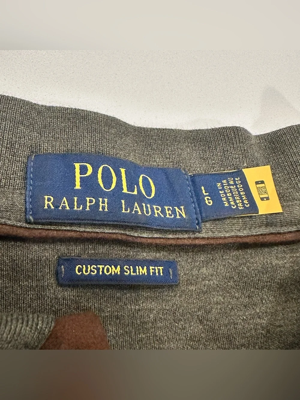 Polo Ralph Lauren Mens Custom Slim Shirt L Green Suede Placket Preppy Old Money